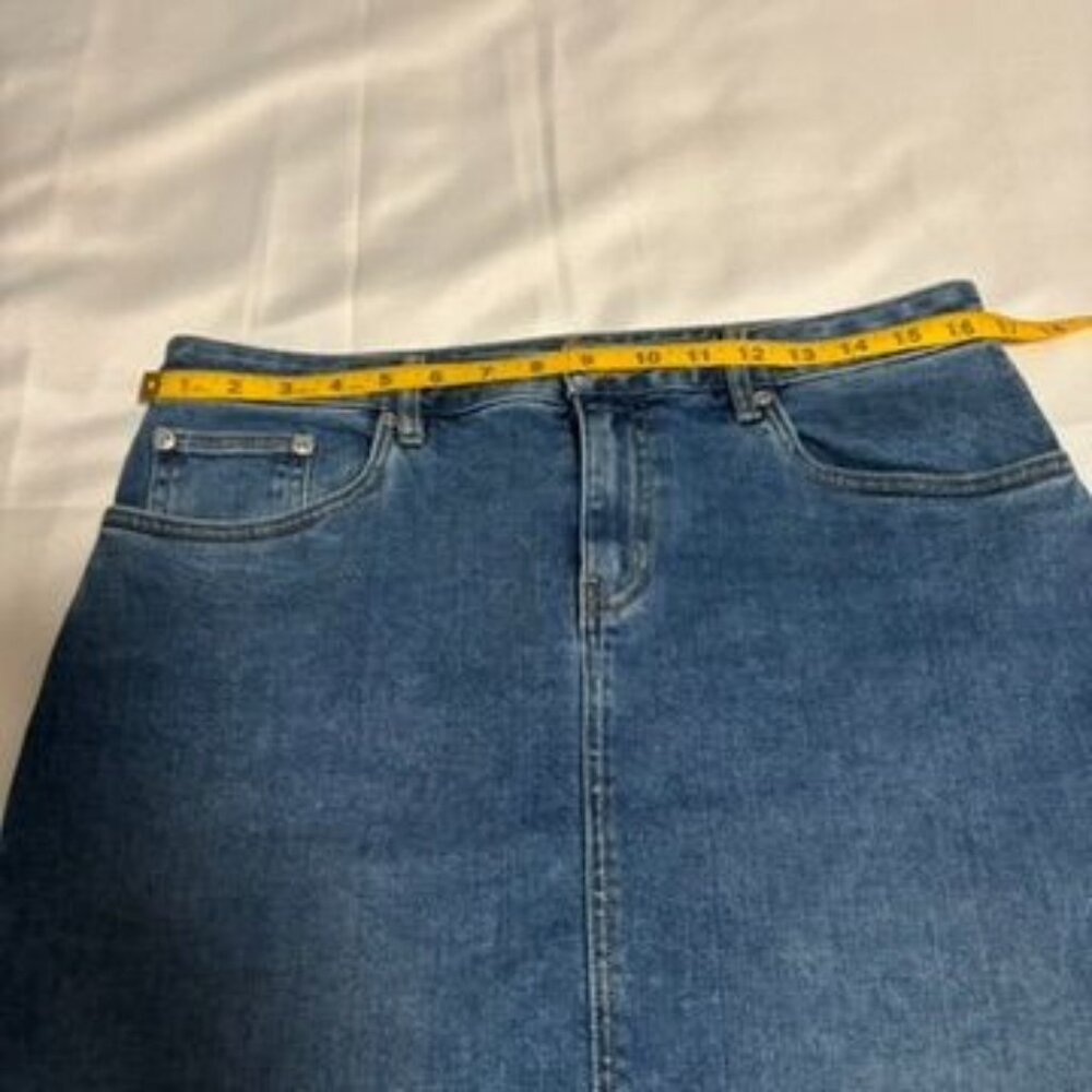 J.McLaughlin Denim Skirt Size 10 Raw Hem Blue Womens Casual Cotton Blend - Picture 6 of 9